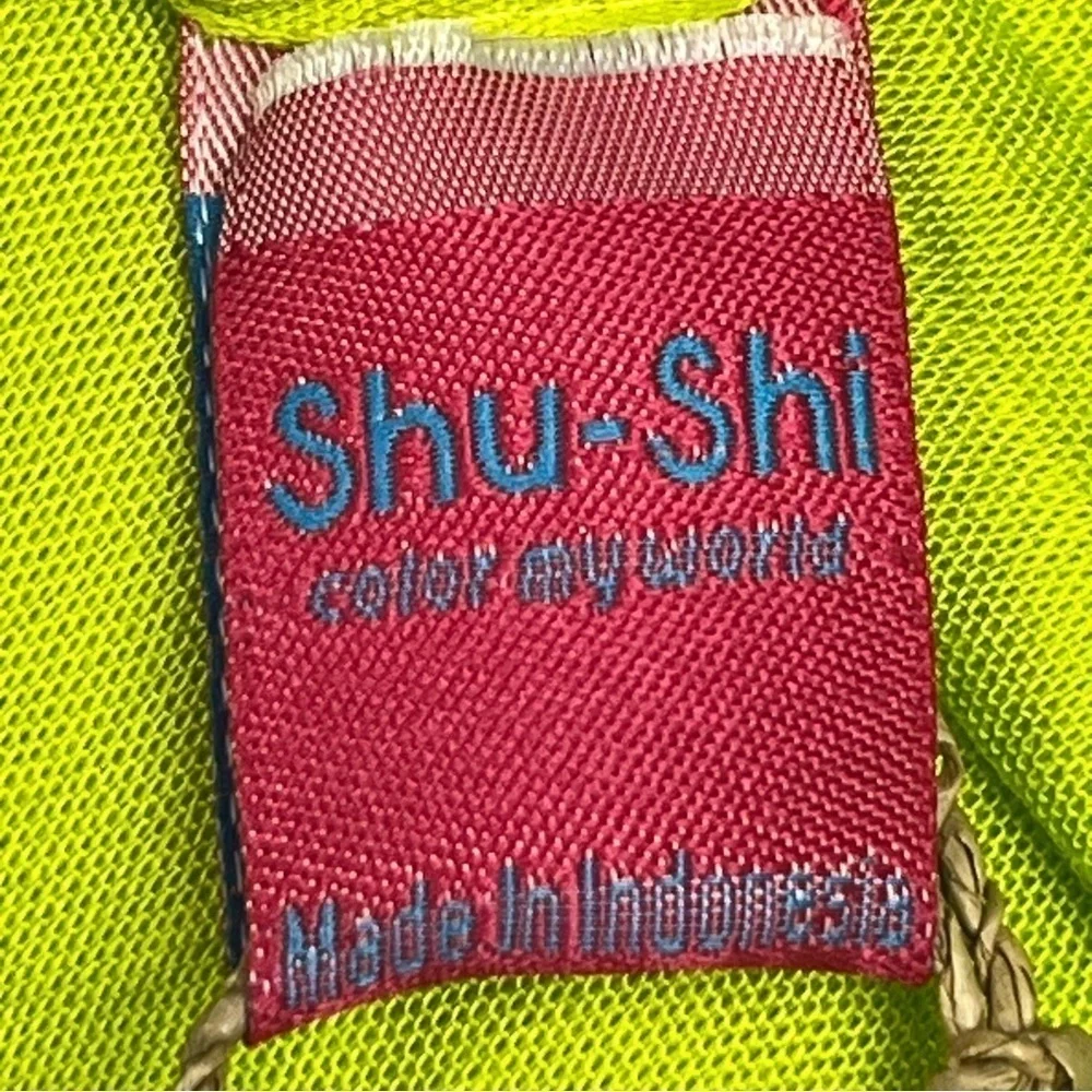 NWT Shu-Shi Oceania Cruiseline lime green fringe trim sarong w/cinch ring.